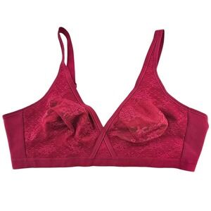 Cacique Deep‎ Pink Womens 50D Unlined Full Coverage No Wire Lace Bra